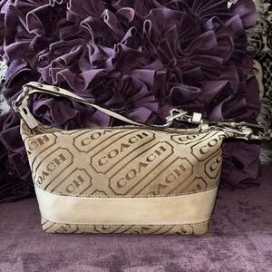 Tan and Cream Mini Bag with Trapezoidal Shape